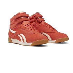 NEW Reebok Women’s 6.5 Freestyle Hi Shoes Sneakers Suede Leather Coral Orange